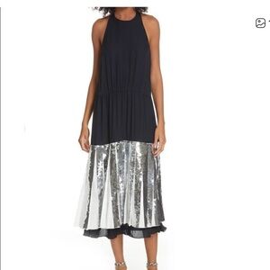 Tibi Claude Sequins Layered Halter Dress